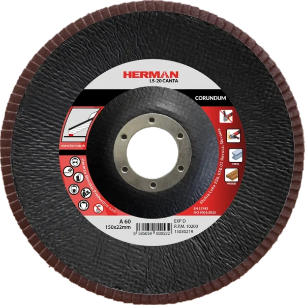 Lamellás csiszolótárcsa HERMAN LS-20 Canta 150mm | P60 | corundum