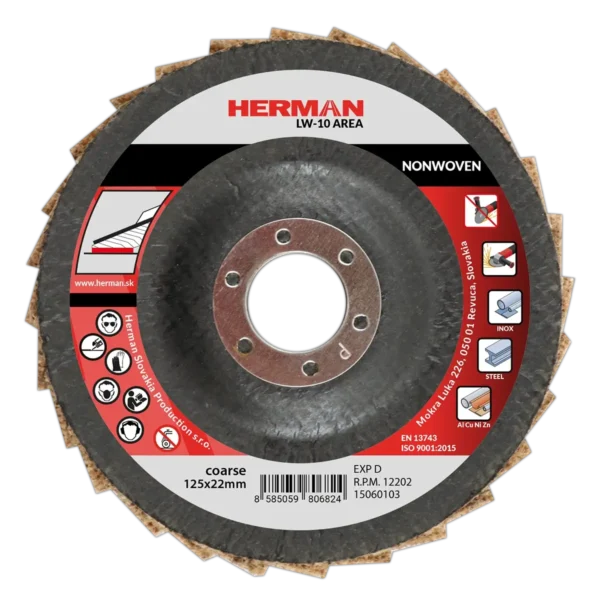 Lamellás csiszolótárcsa HERMAN LW-10 Area Non-woven | 125mm | coarse
