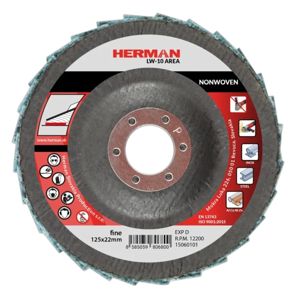 Lamellás csiszolótárcsa HERMAN LW-10 Area Non-woven | 125mm | fine