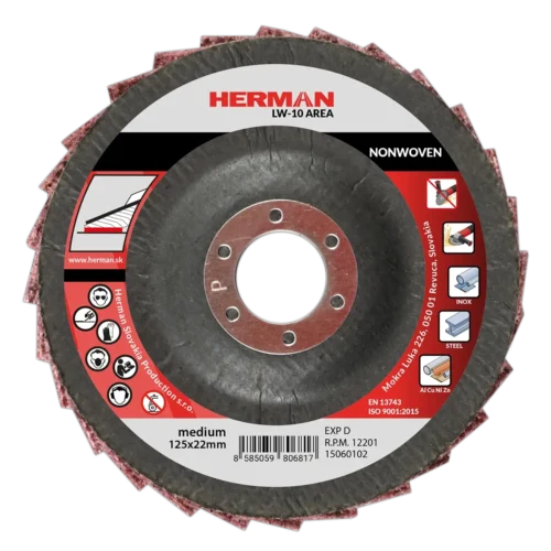 Lamellás csiszolótárcsa HERMAN LW-10 Area Non-woven | 125mm | medium