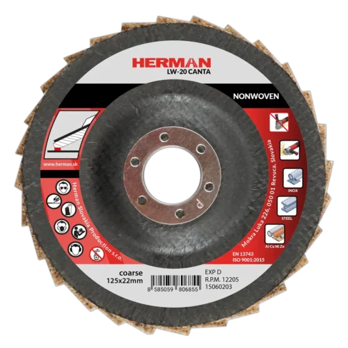 Lamellás csiszolótárcsa HERMAN LW-20 Canta Non-woven | 125mm | coarse
