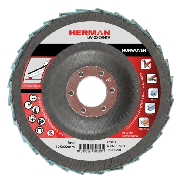 Lamellás csiszolótárcsa HERMAN LW-20 Canta Non-woven | 125mm | fine