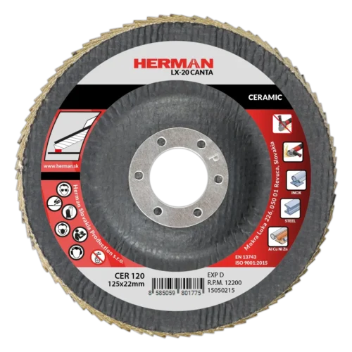 Lamellás csiszolótárcsa HERMAN LX-20 Canta 125mm | P120 | ceramic