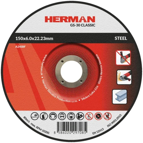 Csiszolótárcsa HERMAN GS-30 Classic | Acélhoz 150x6