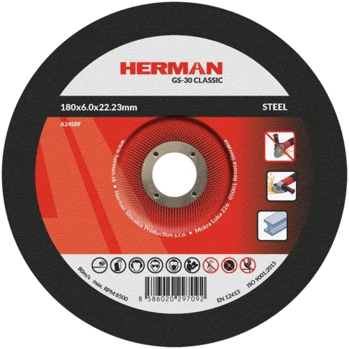 Csiszolótárcsa HERMAN GS-30 Classic | Acélhoz 180x6