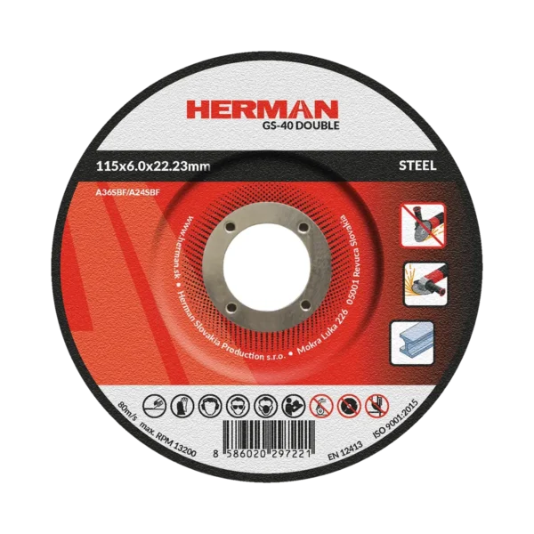 Csiszolótárcsa HERMAN GS-40 Double | Acélhoz 115x6