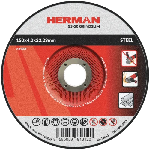 Csiszolótárcsa HERMAN GS-50 GrindSlim | Acélhoz 150x4
