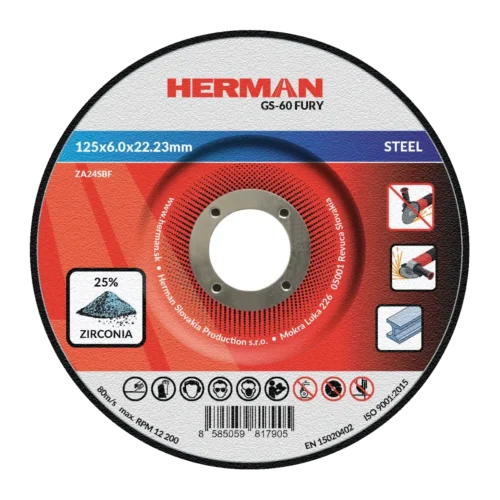 Csiszolótárcsa HERMAN GS-60 Fury | Acélhoz 125x6