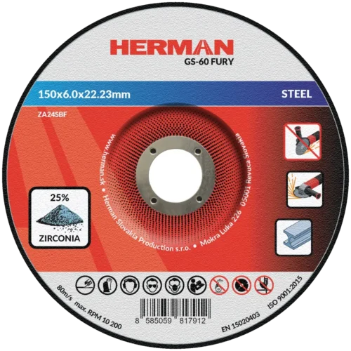 Csiszolótárcsa HERMAN GS-60 Fury | Acélhoz 150x6