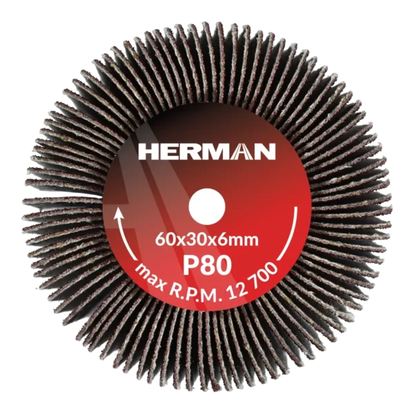 Csiszolótárcsa szárral HERMAN FWS-10/S 60x30x6mm | Corundum | P80