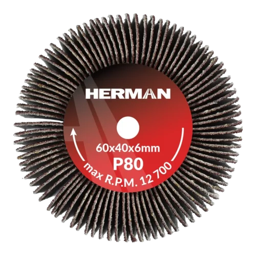 Csiszolótárcsa szárral HERMAN FWS-10/S 60x40x6mm | Corundum | P80