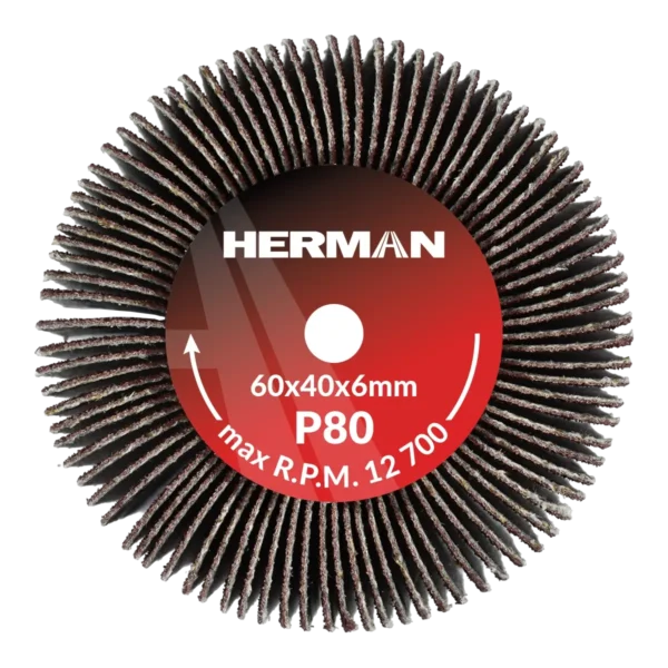 Csiszolótárcsa szárral HERMAN FWS-10/S 60x40x6mm | Corundum | P80
