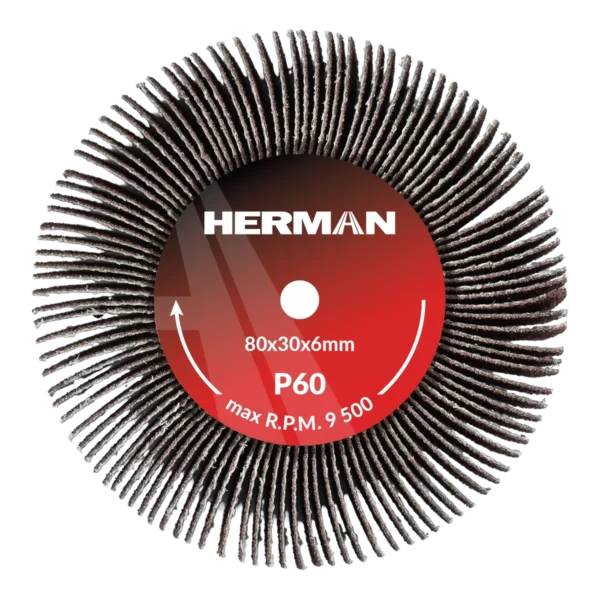 Csiszolótárcsa szárral HERMAN FWS-10/S 80x30x6mm | Corundum | P60