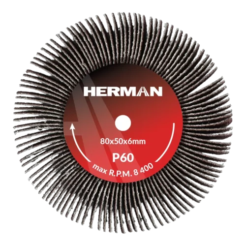 Csiszolótárcsa szárral HERMAN FWS-10/S 80x50x6mm | Corundum | P60