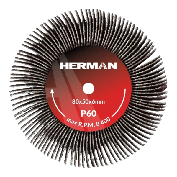 Csiszolótárcsa szárral HERMAN FWS-10/S 80x50x6mm | Corundum | P60