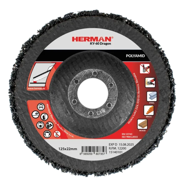 Lamellás csiszolótárcsa HERMAN LY-20 SpeciAl 125mm | P60 | Alumíniumra