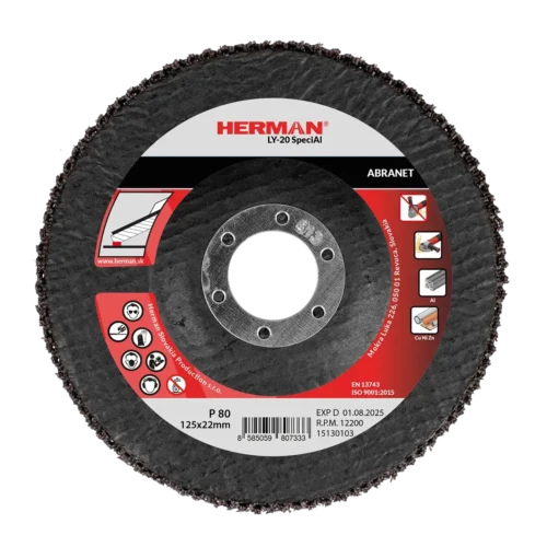 Lamellás csiszolótárcsa HERMAN LY-20 SpeciAl 125mm | P80 | Alumíniumra