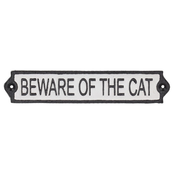 Öntöttvas 'Beware of the cat' tábla