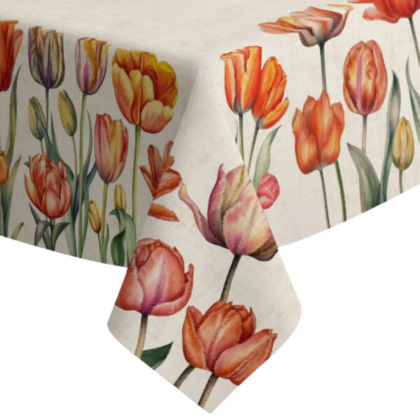 Színes tulipános pamut asztalterítő
